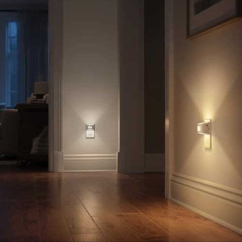 Image of DORESshop LED Night Light[2 Pack], Night Lights Plug into Wall, 3 Color Temperatures Plug in Night Light with Motion Sensor, Dusk to Dawn Sensor, Nightlights for Adults, Bedroom, 3CCT, White Cover