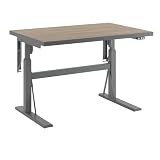 eurokraft | Arbeitstisch | elektrisch höhenverstellbar - Tragkraft 300 kg | Höhe 680-1165 mm | Eicheparkett-Platte | BxT 1200 x 800 mm