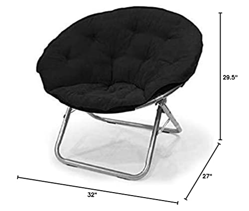 Urban Shop Microsuede Foldable Saucer Chair, Black 27D X 32W X 29.5H In #TOP2