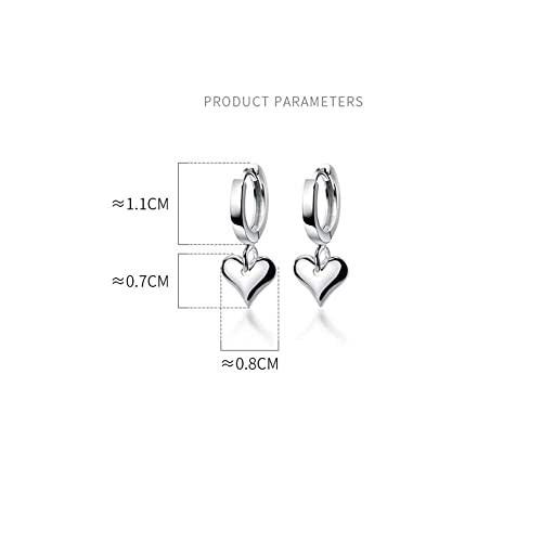 Full Love Heart Drop Dangle Sterling Silver Small Hoop Earrings For Women Teen Girls Cartilage Sleeper Huggie Hoops Cute Jewelry Birthday Valentine's Day Gifts For Mom Daughter Bff #TOP5