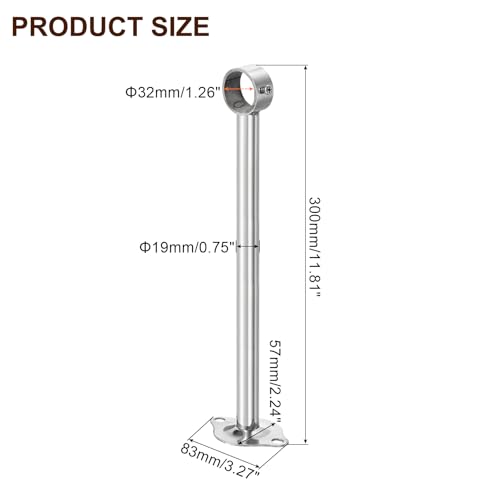 QUARKZMAN 2 Stück Gardinenstange Halterung Handtuchstange vorhangstange für 32mm/1,26 Rohrlänge 300mm/11,81 Edelstahl Deckenhalterung Gardinenstange für Wände Kleiderschrank Gardinenrohr