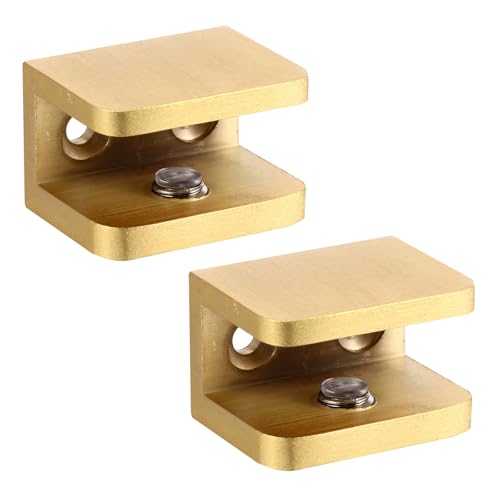 Toddmomy Abrazadera Metálica para Estantes de Vidrio Diseño Plano para Montaje en Pared, Clip de Cobre para Uso en Bricolaje y Ferretería, 2 Unidades Resistentes