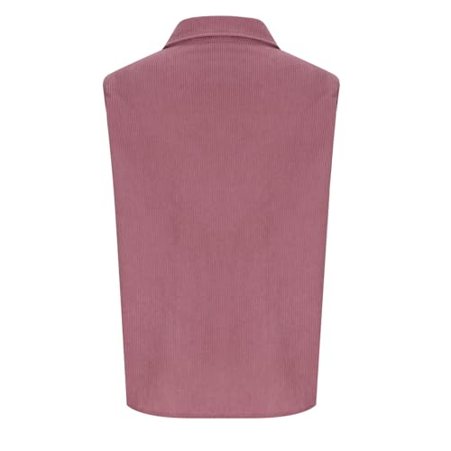 KODMNSW Weste Damen Gilet Ärmellose Cordjacke Wärmer Fashion Herbstjacke Softshell Westen Leicht Casual Damenweste Elegant Longweste Übergangsjacke Anzugweste Ohne Ärmel Jacke Rosa L
