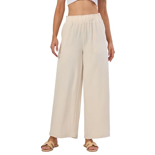 Women's Wide Leg Pants Straight Leg Trousers,Summer Beach Pants Fit for Casual and Work