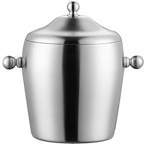 QHYXT Cubo de Hielo con Tapa y Pinzas Recipiente de Doble Pared de Acero Inoxidable Cubo Grueso con Pinzas Cover