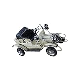 GOOHOCHY Vintage Wrought Iron Auto Modell Weiß Metall Handgefertigte Dekoration für Zuhause Bar Shop Retro Sammler