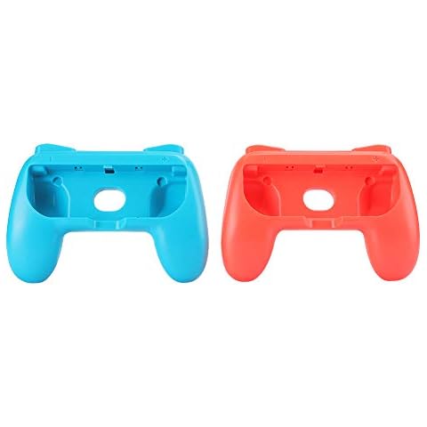 Oumij1 Games Grips Ergonomic Games Handle Grips Antiwear Controller Protective Cover Fit for Nintendo Switch JoyCon(red and blue) Cover