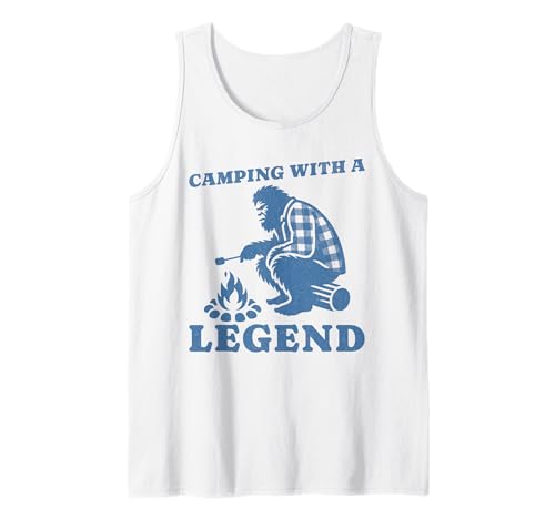 Camping With A Legend Retro Sasquatch para hombres, mujeres y niños Camiseta sin Mangas