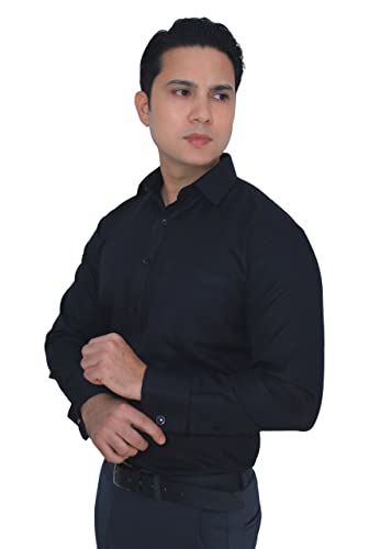 Image of ERAZOR Men's Slim Fit French Cuff Cotton Shirt with Cufflinks (White)- Premium Cufflinks Free