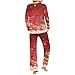 Crewneck Christmas Pajamas for Women Long Sleeve Pleated Printed Tops Pants Pajama Suit Fashion Casual Home Sleepwear