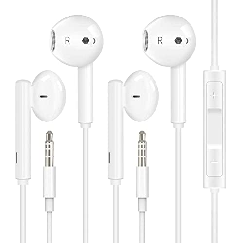 [2 pièces] Écouteurs pour iPhone, Écouteurs intra-auriculaires avec câble et microphone, Nouvelle mousse viscoélastique et écouteurs pour iPhone, iPad, Samsung, Huawei,sportifs, ordinateur