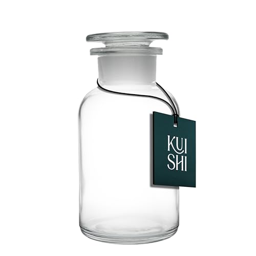 Kuishi Clear Glass Jars, Apothecary Amber Storage Jars with Lids, Apothecary Jars with Glass Stopper - Perfect as Storage Containers, for Flowers, Wedding, and Decor (50ml - 2000ml) (250ml)