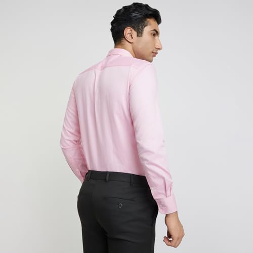 Image of Park Avenue Men Pure Cotton Slim Fit Structure Pattern Semi Cutaway Collar Formal Shirt