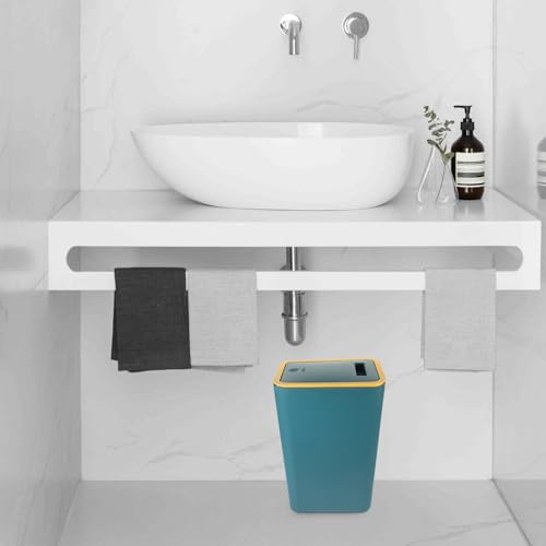 Caneca de basura de cocina con tapa 10l plástico azul miniatura 5