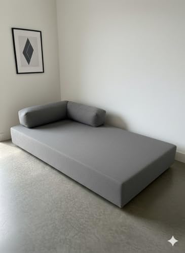Image of Premium Boucle Fabric Sofa Cum Bed | Foldable Floor Sofa with Backrest | Convertible Single Bed | Space-Saving Furniture for Living Room & Bedroom,Grey
