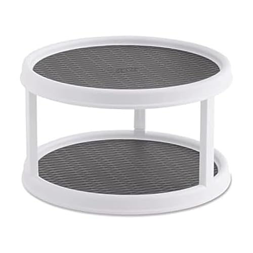 Copco Non-Skid Turntable, 2-Tier, 12-Inch, Durable & Easy Clean, White/Gray