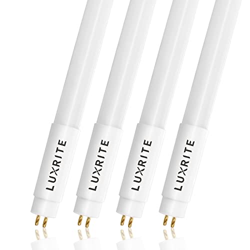 LUXRITE 4FT T5 LED Tube Lights Type A+B 24W=54W 5000K Bright White 45.78 Ballast and Ballast Bypass Compatible Single or Double End Powered F54T5 Fluorescent Replacement Damp Rated (4 Pack)