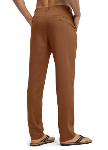 Image of Willit Men's Linen Pants Casual Linen Dress Pants Beach Summer Lightweight Trousers 28 inch 30 inch 32 inch