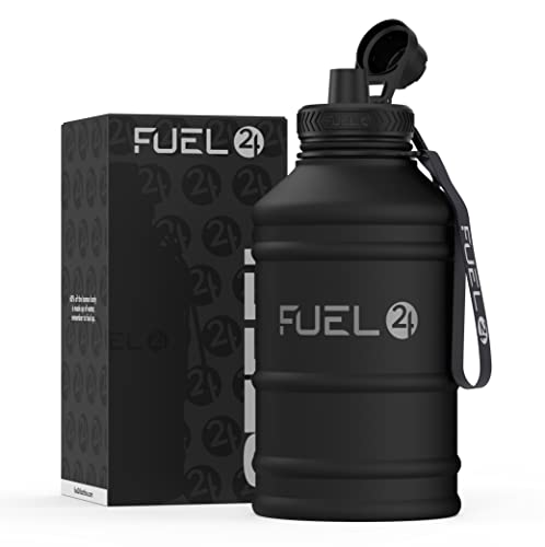 Image of Fuel24 Stainless Steel Jug - 1.3 or 2.2 Litre Water Bottle - Extra Strong, BPA Free, Leak Proof - Large Gym Sports Bottle, 1.3L, 2.2L, Metal Bottle - Colour Options