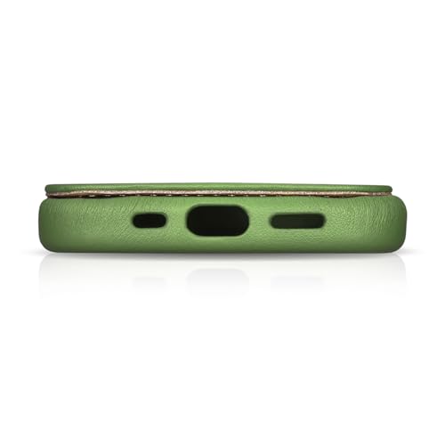 Coque fine iPhone 16 Pro avec cuir - Étui vert magnétique compatible MagSafe 6,3 - 4