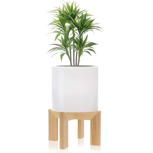 hismocal Wood Plant Stand Indoor/Outdoor for Plants, Large Size Planter Stand Holder,Sturdy and Stable Flower Pot Stand,Fits Most Size Flower Pots In Room (1 Pack-White)