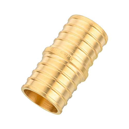 Image of (Pack of 20) EFIELD Barb Crimp Pex1-inch x 1-inch Straight Coupling Brass Fittings For Pex Tubing Connection, ASTM F1807,(PEX1807315)