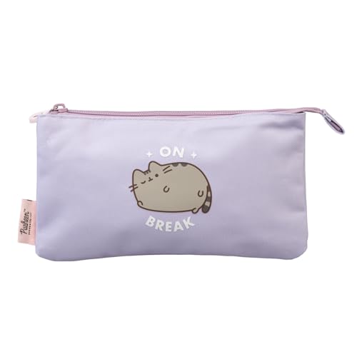Grupo Erik 3 Compartments Pencil Case - Triple Pocket, Large Cosmetic Case for Kids, Pusheen Design