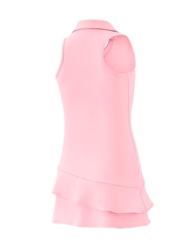 Girls Tennis Dress Sleeveless Golf Outfit V Neck Athletic Dresses with Built-in Shorts and Pockets2