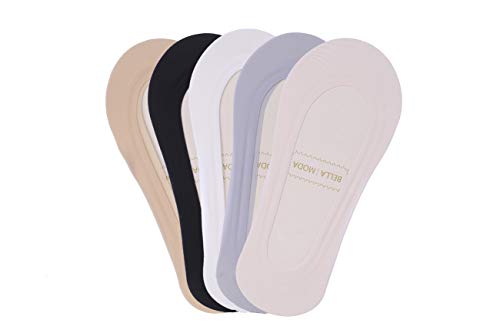 Bella Moda Women's Casual No Show Non Skid Boat Low Cut Socks Set of 5 (Multicolor)