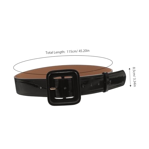 Retro PU Wide Waist Belt for Women Vintage Patent Leather Dress Belt Decorative Stylish Accessory for Jeans and Dresses Chic Unisex Waist Cincher Black2