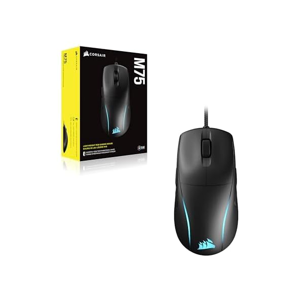 Corsair M75 Wired RGB Lightweight FPS Gaming Mouse – 26,000 DPI – Swappable Side Buttons – PC – Black - Image 9