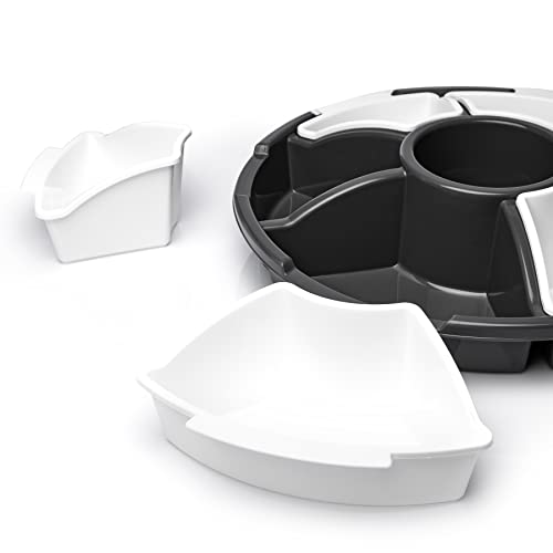 BigDean 2 Stück Snackbox mit Fächern 6 herausnehmbare Snackschalen Ø 33cm