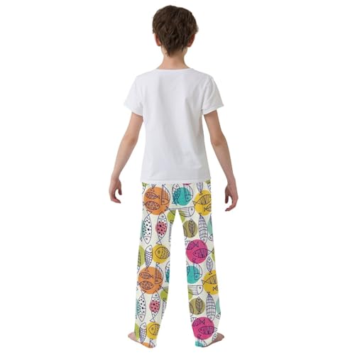 ZZXXB Fish and Polka Dot Boys Long Pants Soft Trousers Elastic Waist Kids Lounge Bottoms with Pockets S-XL3