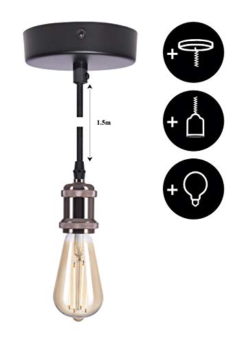 Preisvergleich Produktbild CROWN LED Rose Gold Lampenfassung E27 + Edison Leuchtmittel dimmbar + Textilkabel + Deckenfassung