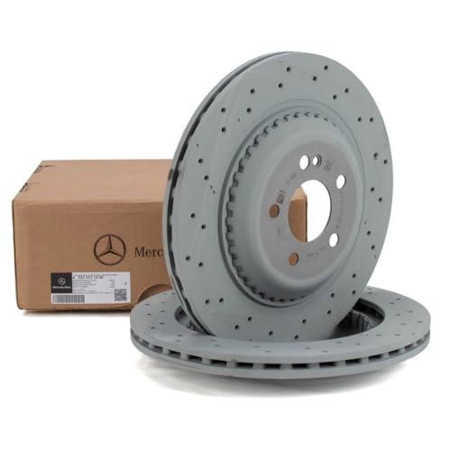 Mercedes-Benz Genuine AMG Rear Brake Discs Pair Vented for S-Class W222 & C217 OEM High Performance Rear Brake Disc Set A2224231400 Original Replacement Part