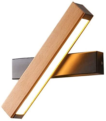 Cordless Wall Sconce ZHhome Solid Wood Wall Lamp,Bedroom Bedside Lamp,Modern Minimalist Wall Lamp,Rotating Indoor LED Wall Lamp,Suitable for Bedroom Study Hall Living Room(Color:Black,Size:L) ( Color