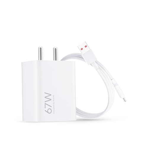 Image of Mi Xiaomi Original 67W Fast Charger Combo /Rapid Charging with Qualcomm Quick Charge 3.0. Includes USB Type-C 6A Fast Charge Cable. Compatable with mobiles, laptops, and Power Banks (White)