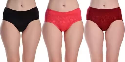 Soft Cotton Blend Women Non Padded Panty Set with Comfortable Support for Daily Use Pack of 3 Multi 2 M-picture-31