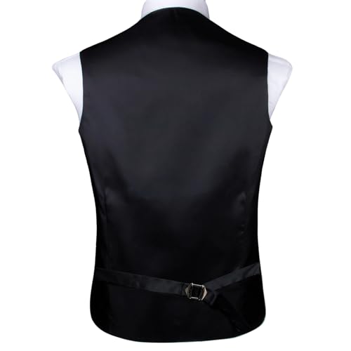 Mens Silk 5PCS Suit Vest Busines Braces Necktie Bowtie Suspender Tie Hanky Cufflinks Waistcoat Set2