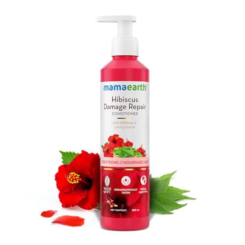 MAMAEARTH Hibiscus Damage Repair Conditioner | Deep Conditioning with Curry Leaves | Relives Dryness & Frizziness & Gives Strong Nourished Hair | 8.45 Fl Oz/250ml