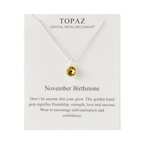 Philip Jones November (Topaz) Birthstone Necklace Created with Zircondia® Crystals