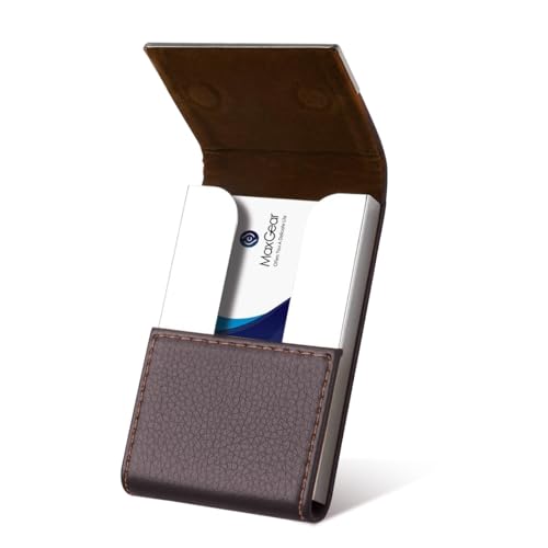 Image of Zibuyu Visiting Card Holder for Pocket, PU Leather, Capacity 25, Brown