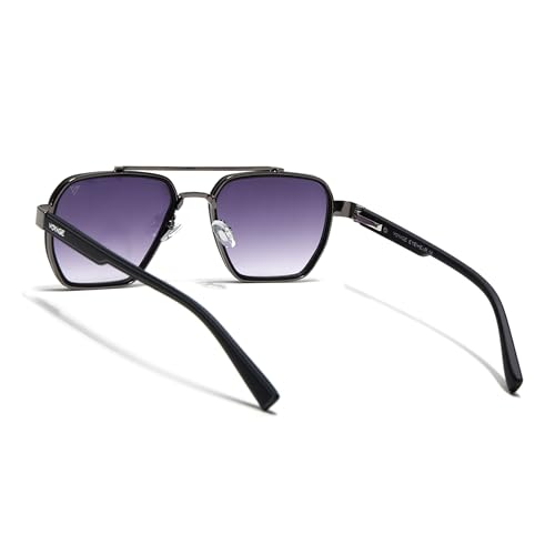Image of Voyage Square UV Protected Sunglasses for Men & Women (Grey & Clear Lens | Grey & Black Frame - MG7581)