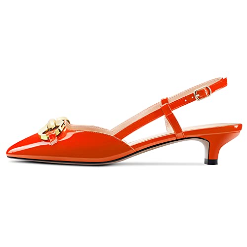 HEUIVZAR Slingback Pumps for Womens Pointed Toe Low Kitten Heel Ankle Strap Patent Casual Comfort Dress Shoes 1.5 Inch2