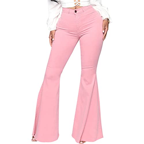 Women's Slim Stretch Denim Flared Pants Fashion Skinny Bell Bottom Jeans High Waisted Straight Slim Fit Denim Pants