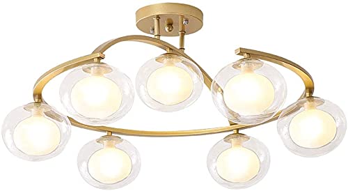 Chandelier de plafond moderne en verre clair et technologie LED créative