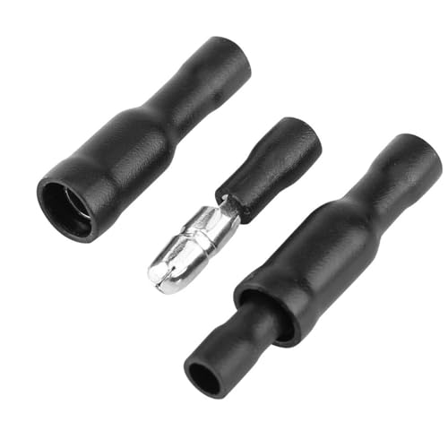 Jadeshay Borne de Balle, 50pcs Cosses Electriques A Sertir Femelle et Mâle Isolé Connecteur Électrique Sertissage Bullet Terminal pour 0,5 à 1,5 mm²(Noir)