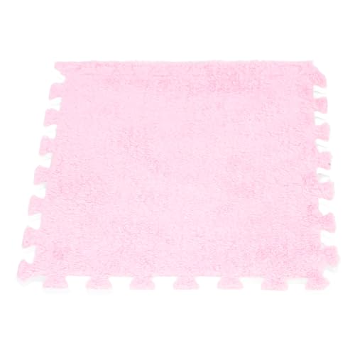 10 Stück Plüschschaum-Bodenmatten Verhindern EIN Verrutschen, Schneidbare, Verdickte, Ineinandergreifende Teppichfliesen Schlafzimmer (Rosa)