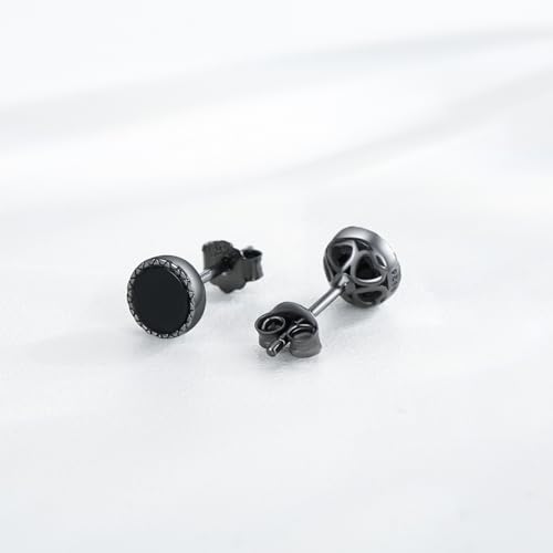 Black Onyx Earrings 925 Sterling Silver Celtic Viking Earrings Zircon Stud Earrings Hypoallergenic Punk Gothic Jewelry Gifts for Women Men4