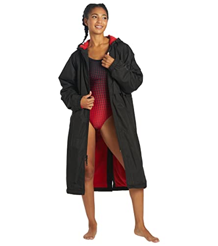 Image of Sporti Unisex Swim Parka with Comfort Plush Fleece Lining, Multi Pocket Zipper - Water Resistant Swim Coats for Women & Men